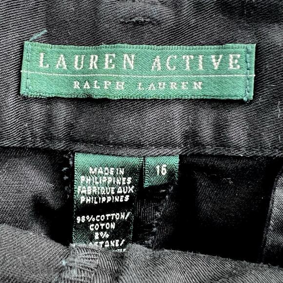Ralph Lauren Active Black Cotton Cuffed Bermuda Shorts Womens Size 16 - Picture 4 of 4
